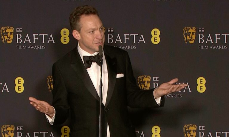 Lol Crawley BSC speaking at the BAFTAs press room